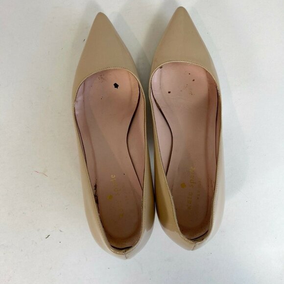 Kate Spade Block Heel Womens Patent Leather Pump Heels Khaki Sz 7M Pointed Toe - Picture 6 of 9